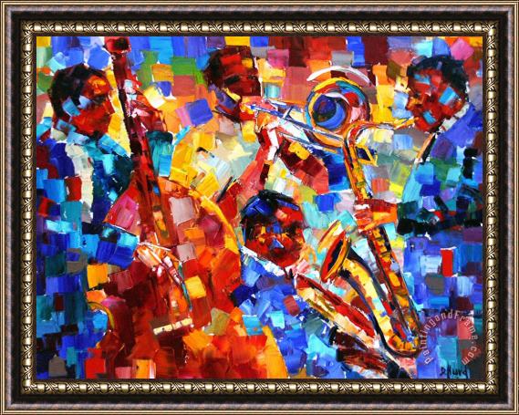 Debra Hurd Bold Jazz Quartet Framed Painting