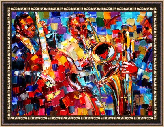 Debra Hurd Bold Jazz Trio Framed Painting