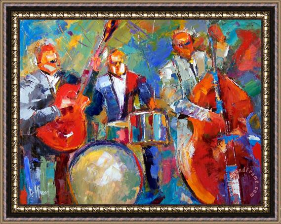 Debra Hurd Guitar Drums and Bass Framed Painting