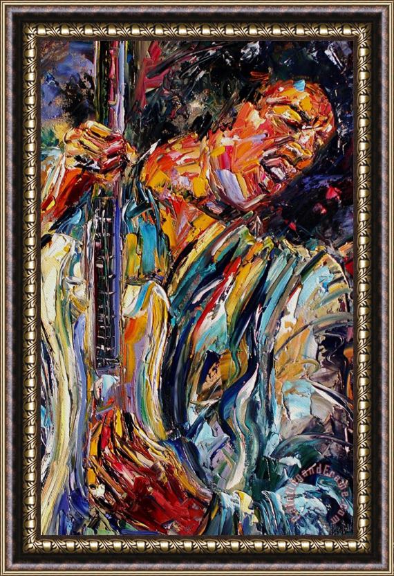 Debra Hurd Jimi Hendrix Framed Painting