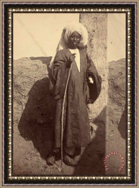 Despoineta (portrait of a Young Native Man Standing Against a Pillar) Framed Print