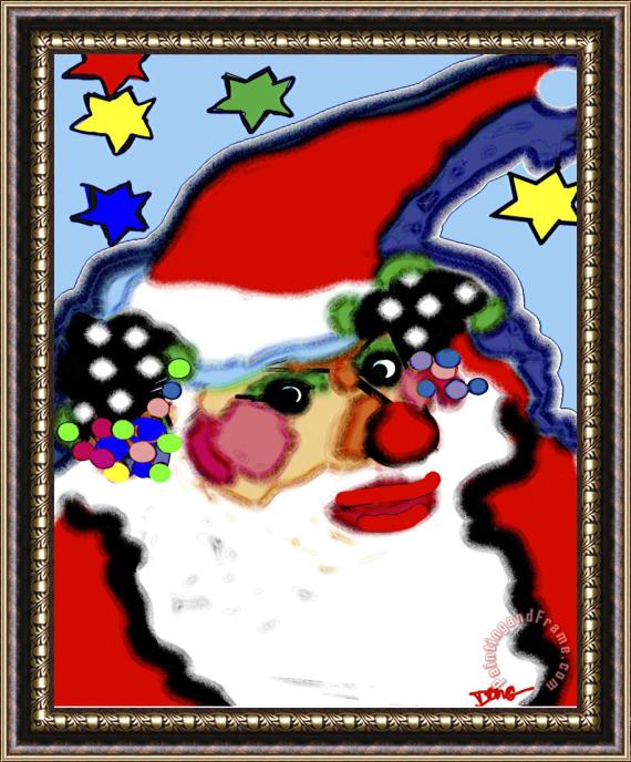 Diana Ong Clowning Santa Framed Painting