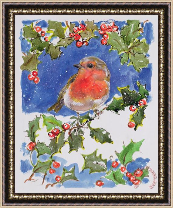 Diane Matthes Christmas Robin Framed Print