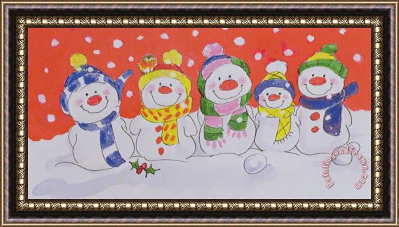 Diane Matthes Snow Family Framed Painting