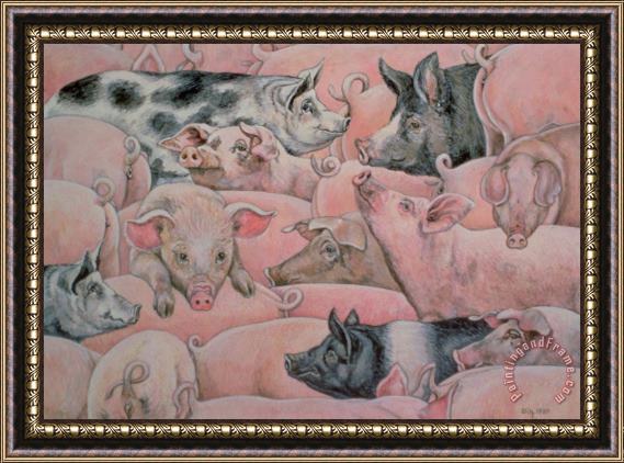 Ditz Pig Spread Framed Painting