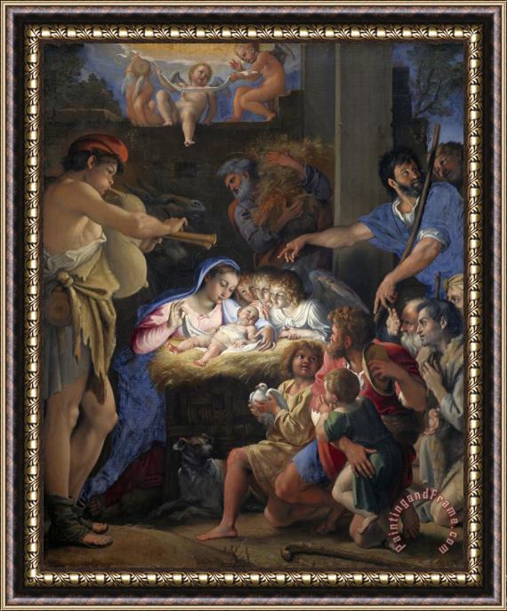 Domenichino The Adoration of The Shepherds Framed Painting