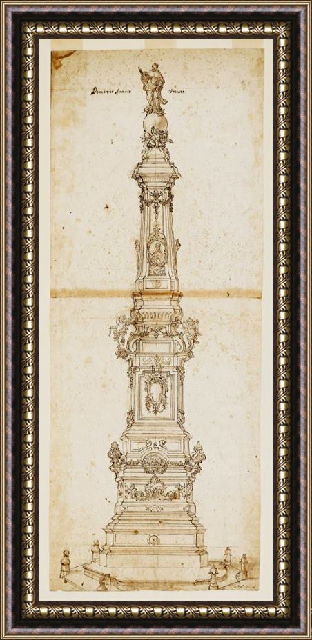 Domenico Antonio Vaccaro Design for The Obelisk of St. Dominic, Piazza San Domenico Maggiore, Naples Framed Print