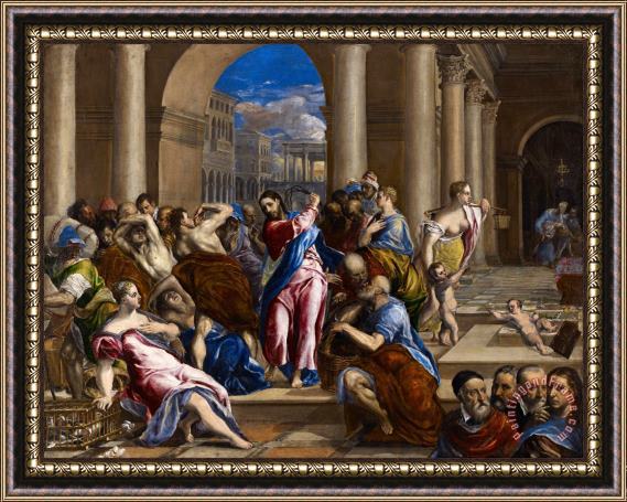 Domenikos Theotokopoulos, El Greco Christ Driving The Money Changers From The Temple Framed Painting