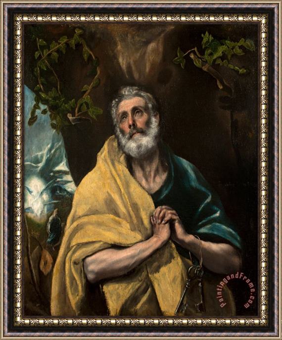 Domenikos Theotokopoulos, El Greco Saint Peter in Tears Framed Painting