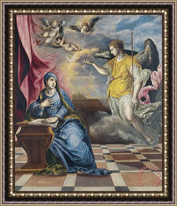Domenikos Theotokopoulos, El Greco The Annunciation 4 Framed Print
