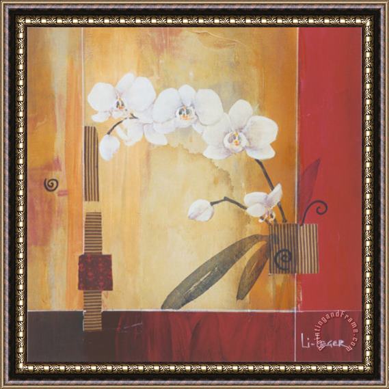 don li leger Orchid Lines Ii Framed Painting