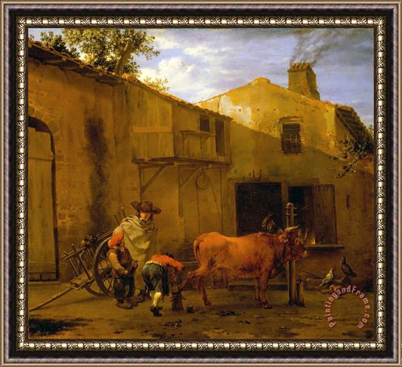 Du Jardin, Karel A Smith Shoeing an Ox Framed Print