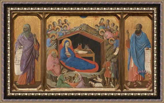 Duccio The Nativity with The Prophets Isaiah And Ezekiel Framed Painting