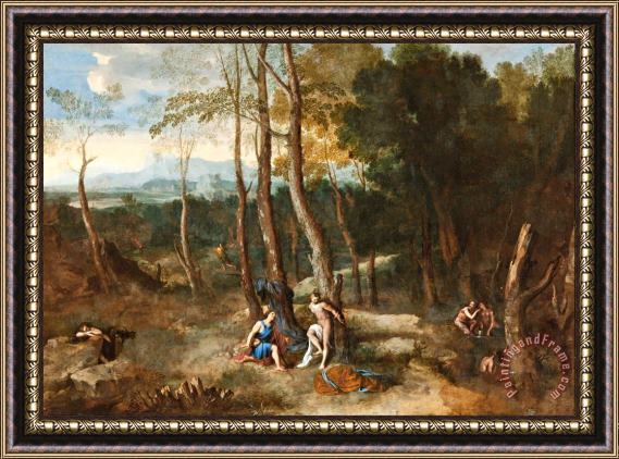 Dughet, Gaspard Aminta About to Rescue Silvia Framed Print