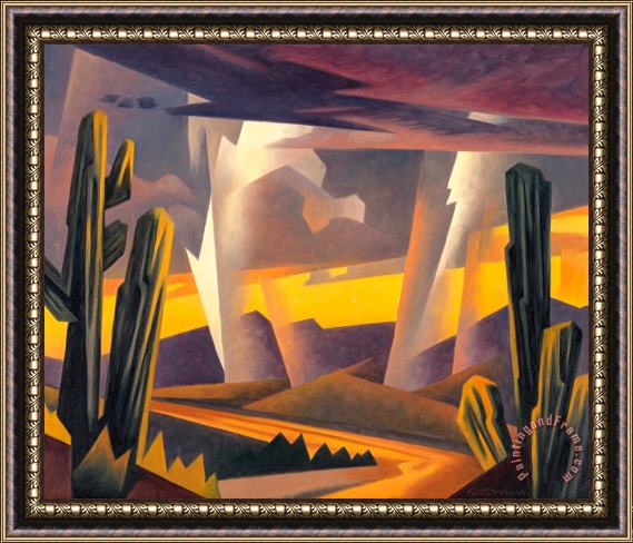 Ed Mell Storm And Desert Wash, 2007 Framed Painting