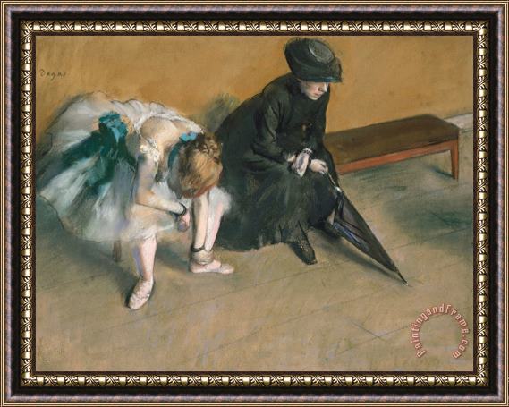 Edgar Degas Waiting Circa Framed Print