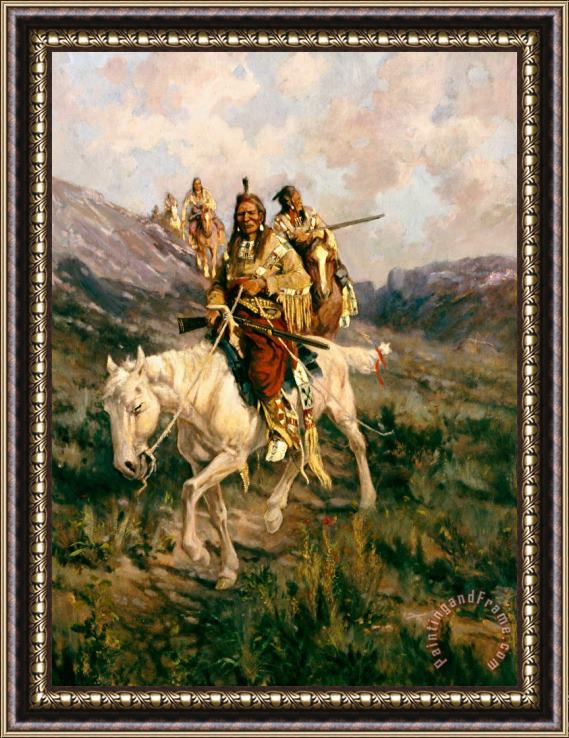 Edgar Samuel Paxson Visit To Another Tribe Framed Painting