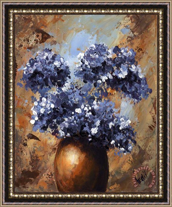 Edit Voros Blue Flowers 068 Framed Painting