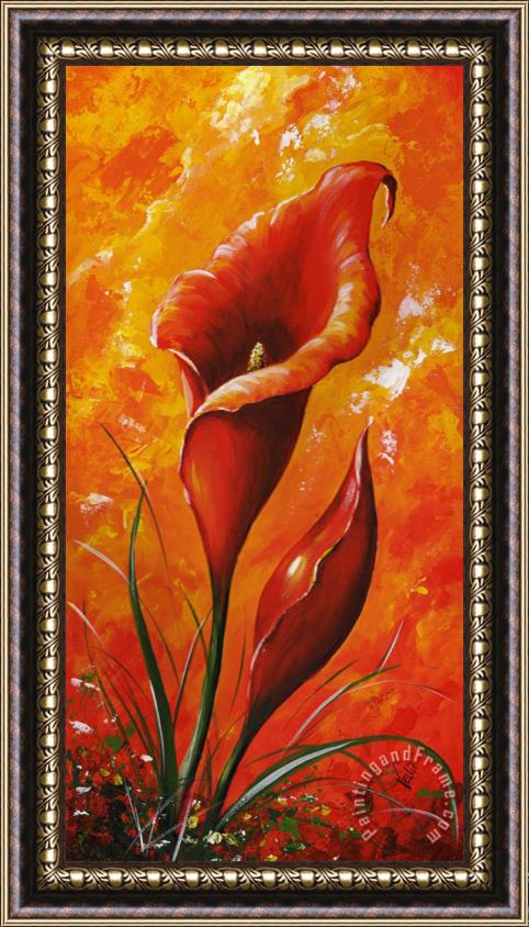 Edit Voros My flowers - Red kala Framed Print
