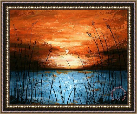 Edit Voros Red Sunset Framed Painting