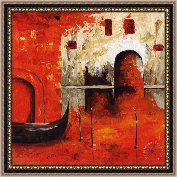 Edit Voros Red Venice Framed Painting