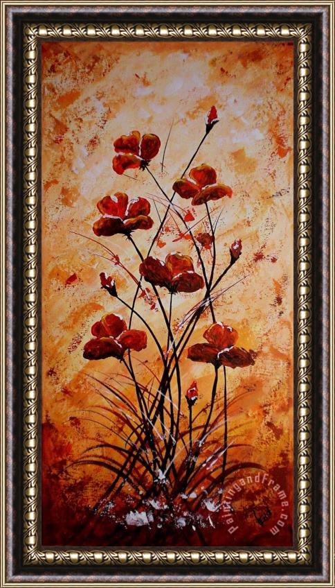 Edit Voros Rust Poppies Framed Painting