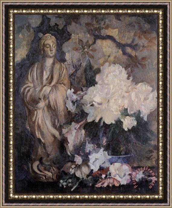 Edmund Charles Tarbell Still Life with Oriental Statue Framed Painting