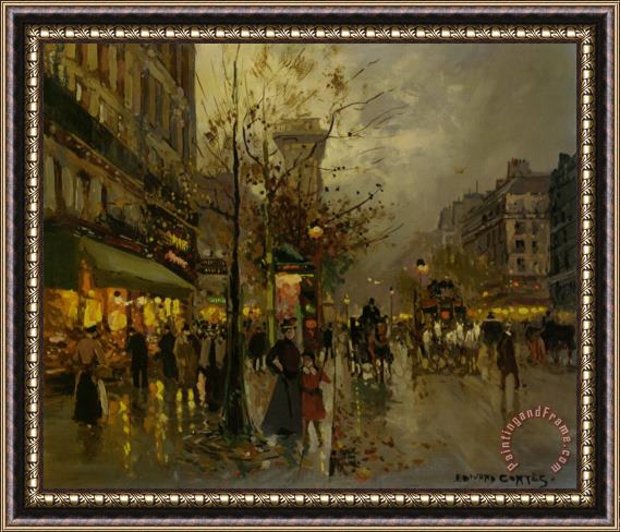 Edouard Leon Cortes Un Boulevard a Paris Framed Painting