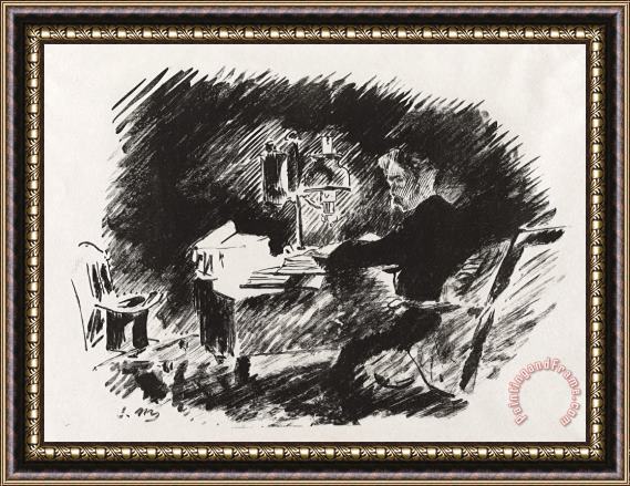 Edouard Manet Sous La Lampe (under The Lamp), From Stephane Mallarme's Translation of Edgar Allan Poe's The Raven Framed Print