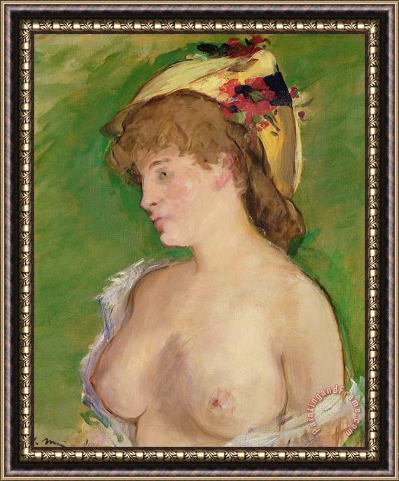Edouard Manet The Blonde with Bare Breasts Framed Painting