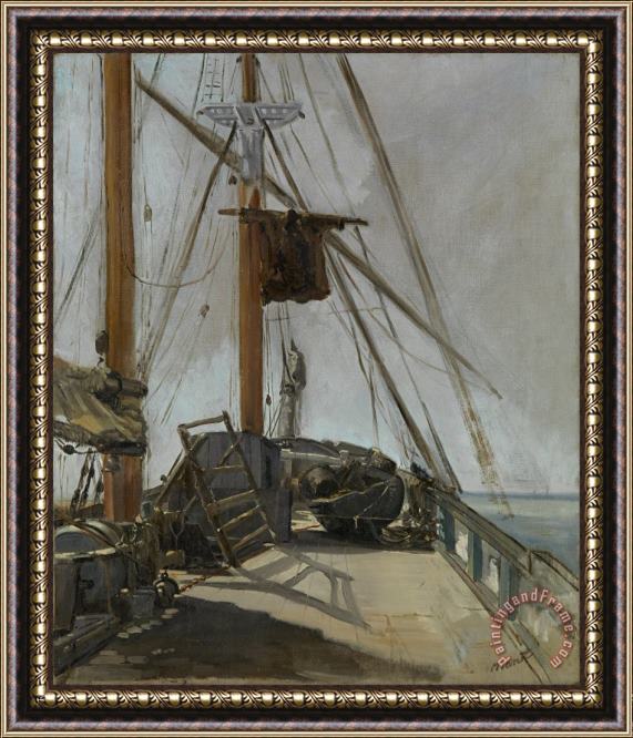Edouard Manet The Ship's Deck Framed Painting