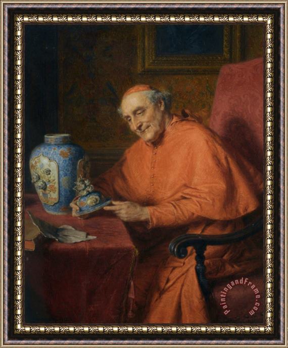 Eduard Grutzner Kardinal Als Kunstliebhaber Framed Painting