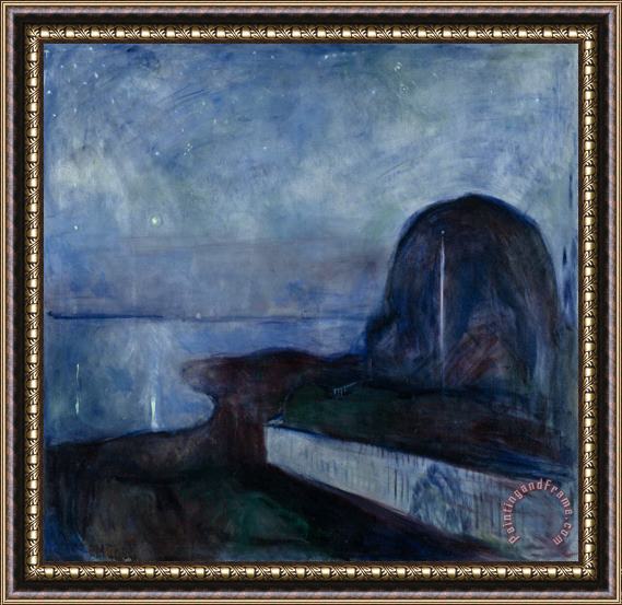 Edvard Munch Starry Night Framed Painting