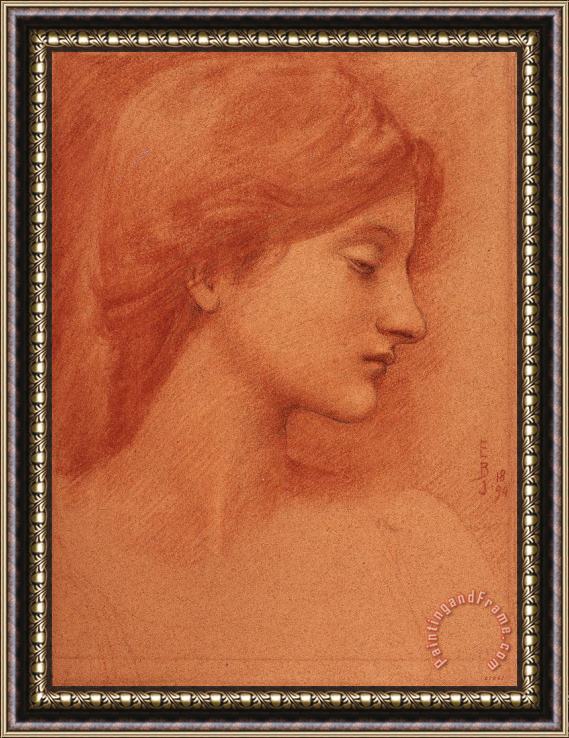 Edward Burne Jones Study of a Female Head Framed Painting
