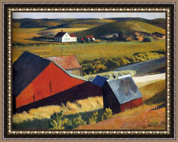Edward Hopper Cobbs Barns And Distant Houses Framed Painting