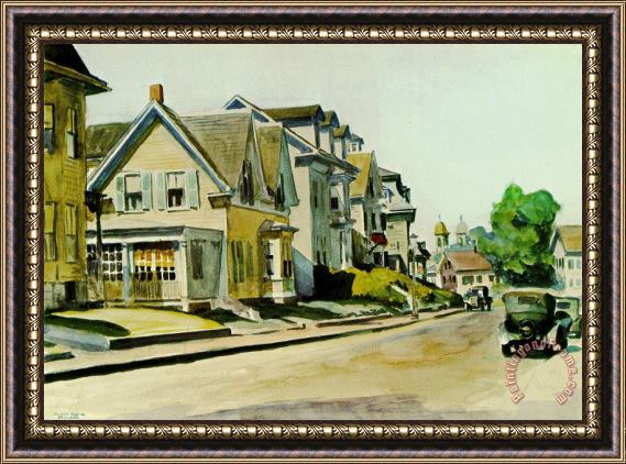 Edward Hopper Sun on Prospect Street Gloucester Massachusetts 1934 Framed Painting