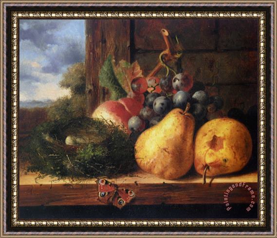 Edward Ladell Still Life with a Birds Nest And Fruit Framed Painting
