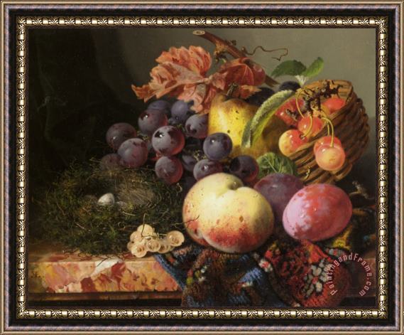 Edward Ladell Still Life with Birds Nest And Fruit Framed Painting