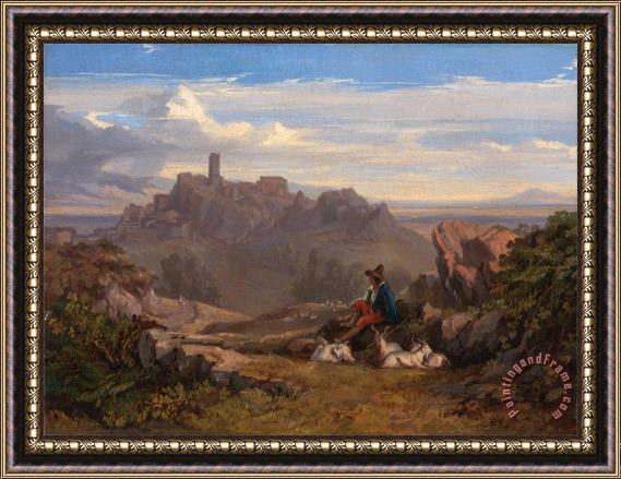 Edward Lear Landscape with Goatherd Framed Painting