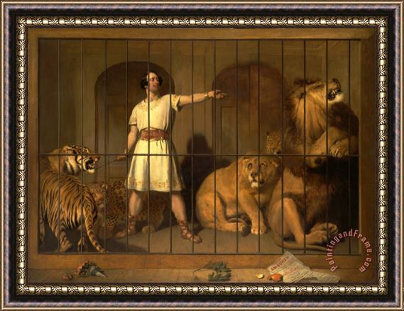 Edwin Landseer Portrait of Mr. Van Amburgh, As He Appeared with His Animals at The London Theatres Framed Painting