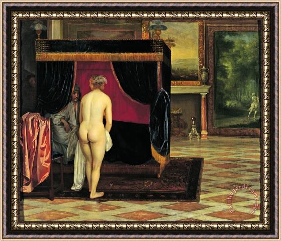Eglon Hendrik Van Der Neer Kandaules' Wife Discovering The Hiding Gyges Framed Painting