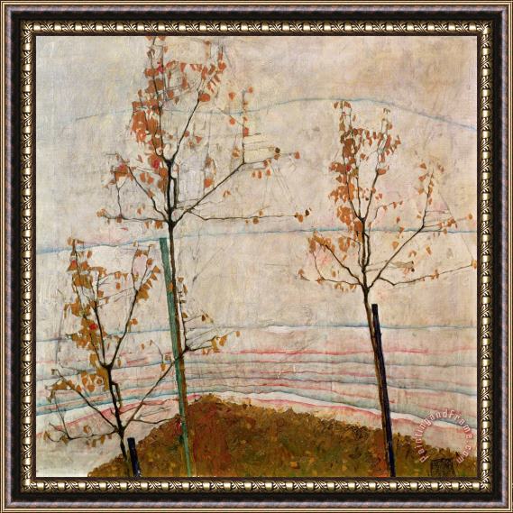 Egon Schiele Autumn Trees Framed Painting