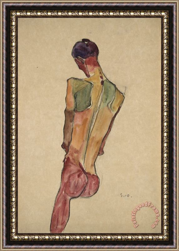 Egon Schiele Male Nude, Back View Framed Print