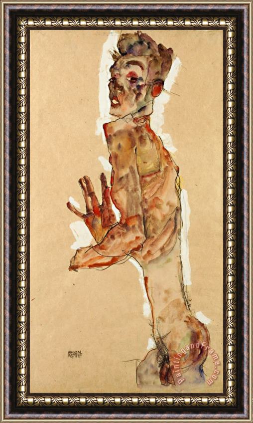 Egon Schiele Self Portrait with Splayed Fingers Framed Print
