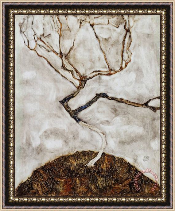 Egon Schiele Small Tree in Late Autumn Framed Painting