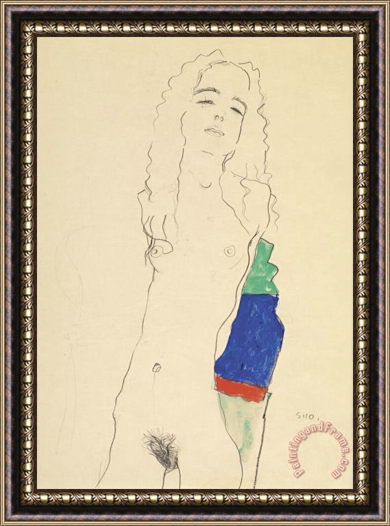 Egon Schiele Standing Female Nude Framed Print