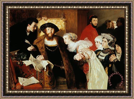 Eilif Peterssen Christian II Signing The Death Warrant of Torben Oxe Framed Painting