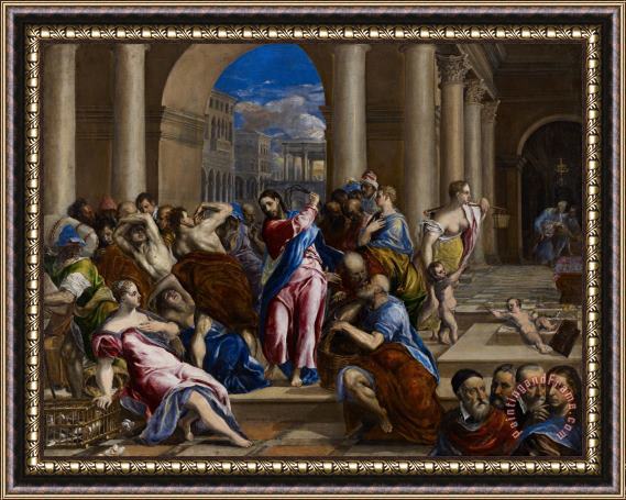 El Greco Christ Driving The Money Changers From The Temple Framed Painting