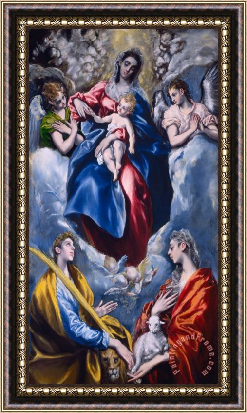 El Greco Domenico Theotocopuli Madonna And Child With Saint Martina And Saint Agnes Framed Print