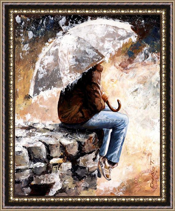 Emerico Toth Rain day Framed Painting